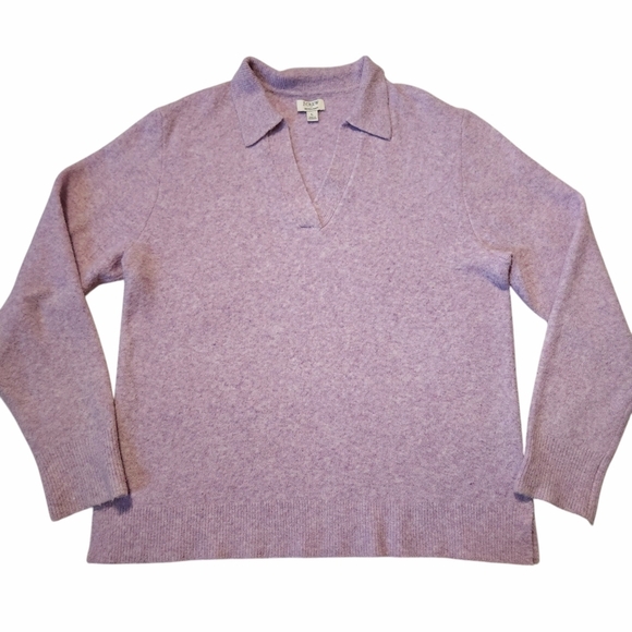 J. Crew Extra Soft Yarn Polo Wool Blend Sweater Sz L - Picture 2 of 5